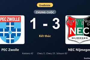 Thống kê trận đấu PEC Zwolle 1-3 NEC Nijmegen: P. Schuurs tỏa sáng, NEC Nijmegen giành trọn 3 điểm