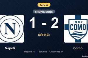 Thống kê trận đấu Napoli 1-2 Como: A. Douvikas tỏa sáng, Como giành trọn 3 điểm