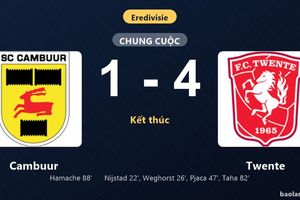 Thống kê trận đấu Cambuur 1-4 Twente: Twente thắng đậm thuyết phục