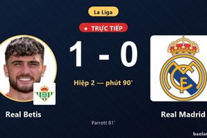 TRỰC TIẾPTrực tiếp Real Betis vs Real Madrid: Real Madrid bị VAR từ chối bàn thắng