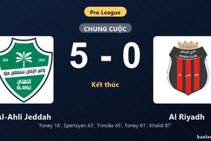 Thống kê trận đấu Al-Ahli Jeddah 5-0 Al Riyadh: Al-Ahli Jeddah thắng đậm thuyết phục