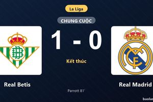 Thống kê trận đấu Real Betis 1-0 Real Madrid: Troy Parrott tỏa sáng, Real Betis giành trọn 3 điểm