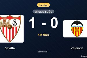 Thống kê trận đấu Sevilla 1-0 Valencia: Juan Antonio Iglesias Sánchez tỏa sáng, Sevilla giành trọn 3 điểm