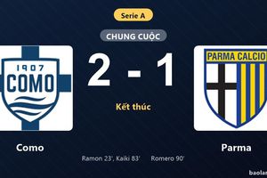 Thống kê trận đấu Como 2-1 Parma: Kaiki tỏa sáng, Como giành trọn 3 điểm