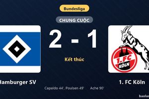 Thống kê trận đấu Hamburger SV 2-1 1. FC Köln: Yussuf Poulsen tỏa sáng, Hamburger SV giành trọn 3 điểm
