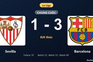 Thống kê trận đấu Sevilla 1-3 Barcelona: Barcelona ngược dòng ngoạn mục