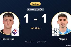 Hòa Fiorentina 1-1, Napoli chững lại giữa bảng còn chủ nhà tiếp tục lận đận