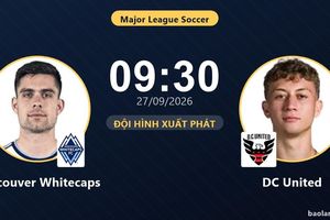 TRỰC TIẾPTrực tiếp Vancouver Whitecaps vs DC United: Đội hình xuất phát