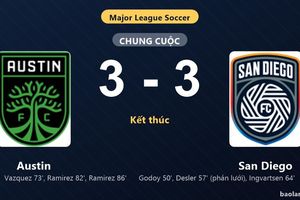 Thống kê trận đấu Austin 3-3 San Diego: Màn rượt đuổi tỷ số mãn nhãn