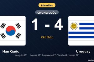 Thống kê trận đấu Hàn Quốc 1-4 Uruguay: Uruguay thắng đậm thuyết phục