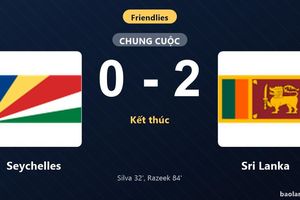 Thống kê trận đấu Seychelles 0-2 Sri Lanka: A. Razeek tỏa sáng, Sri Lanka giành trọn 3 điểm