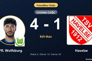 VfL Wolfsburg vùi dập Havelse 4-1 trong trận giao hữu tại Volkswagen Arena