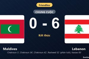 Thống kê trận đấu Maldives 0-6 Lebanon: Lebanon thắng đậm thuyết phục