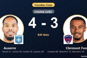 Auxerre thắng kịch tính 4-3 trước nỗ lực rượt đuổi muộn màng của Clermont Foot