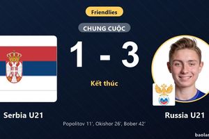 Áp đảo ngay từ sớm, Russia U21 đánh bại Serbia U21 trong trận giao hữu