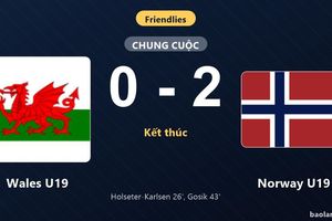Thống kê trận đấu Wales U19 0-2 Norway U19: I. Gosik tỏa sáng, Norway U19 giành trọn 3 điểm