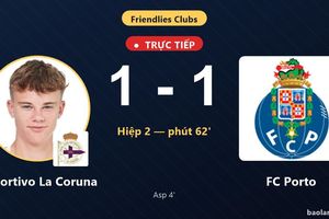 TRỰC TIẾPTrực tiếp Deportivo La Coruna vs FC Porto: FC Porto gỡ hòa 1-1