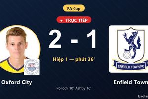 TRỰC TIẾPTrực tiếp Oxford City vs Enfield Town: Hết hiệp 1, Oxford City dẫn 2-1