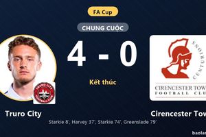 Thắng đậm Cirencester Town 4-0, Truro City phô diễn sức mạnh tại vòng loại FA Cup