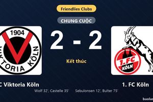 Thống kê trận đấu FC Viktoria Köln 2-2 1. FC Köln: Màn rượt đuổi tỷ số mãn nhãn