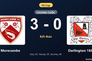 Thống kê trận đấu Morecambe 3-0 Darlington 1883: Morecambe thắng đậm thuyết phục