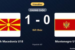 Thống kê trận đấu North Macedonia U18 1-0 Montenegro U18: V. Papaliski tỏa sáng, North Macedonia U18 giành trọn 3 điểm