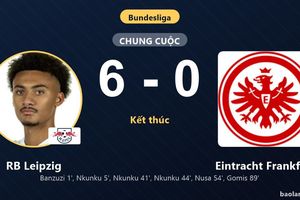 Đè bẹp Eintracht Frankfurt 6-0, RB Leipzig vươn lên giữa bảng xếp hạng Bundesliga