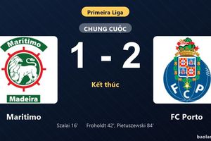 Thống kê trận đấu Maritimo 1-2 FC Porto: FC Porto ngược dòng ngoạn mục