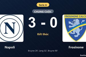 Thống kê trận đấu Napoli 3-0 Frosinone: Napoli thắng đậm thuyết phục