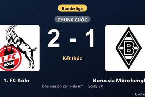 Thống kê trận đấu 1. FC Köln 2-1 Borussia Mönchengladbach: Said El Mala tỏa sáng, 1. FC Köln giành trọn 3 điểm