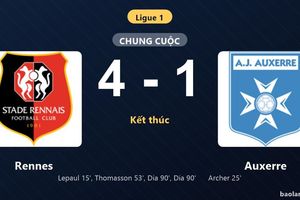Thống kê trận đấu Rennes 4-1 Auxerre: Rennes thắng đậm thuyết phục