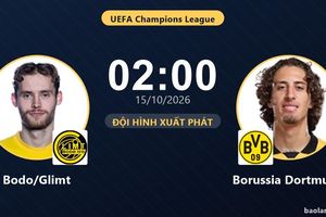 TRỰC TIẾPTrực tiếp Bodo/Glimt vs Borussia Dortmund: Đội hình xuất phát