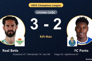 Ngược dòng kịch tính trước FC Porto, Real Betis đẩy đối thủ xuống nhóm cuối