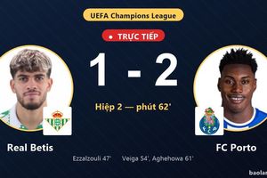 TRỰC TIẾPTrực tiếp Real Betis vs FC Porto: FC Porto vượt lên dẫn trước