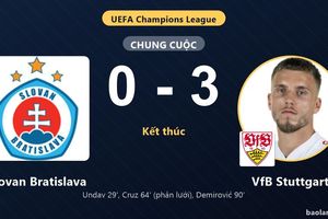 VfB Stuttgart đè bẹp Slovan Bratislava 3-0, đẩy đối thủ chìm sâu dưới đáy bảng