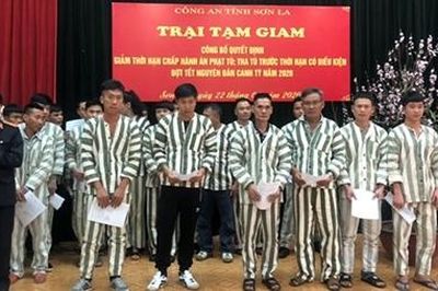 42 phạm nhân được giảm thời hạn chấp hành án phạt tù, tha tù có điều kiện