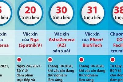 Chi tiết phân bổ 120 triệu liều vắc-xin Covid-19 ở Việt Nam trong năm 2021