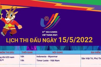 SEA Games 31: Lịch thi đấu ngày 15/5/2022