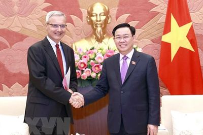 Chủ tịch Quốc hội Vương Đình Huệ tiếp Đại sứ Cộng hòa Pháp Nicolas Warnery
