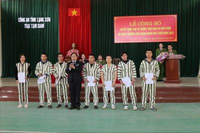 Tha tù trước thời hạn cho 8 phạm nhân cải tạo tốt