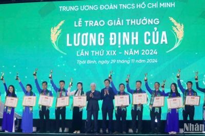 36 thanh niên nông thôn toàn quốc nhận giải thưởng Lương Định Của