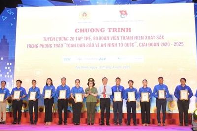 Tuyên dương 20 tập thể, 80 đoàn viên xuất sắc trong phong trào Toàn dân bảo vệ an ninh Tổ quốc