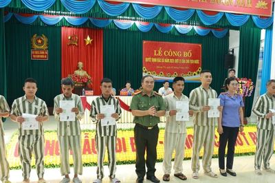 132 phạm nhân ở Trại giam Nghĩa An được đặc xá về nhà đón Quốc khánh 2/9