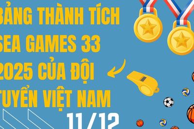 Bảng thành tích SEA Games 33 của đội tuyển Việt Nam hôm nay 11/12/2025