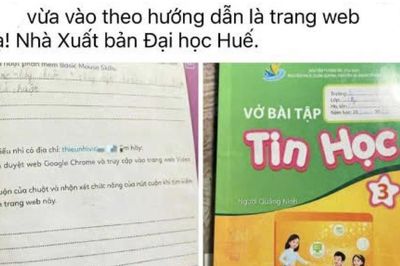 Phụ huynh tá hỏa khi vở bài tập Tin học lớp 3 chứa đường link có nội dung độc hại