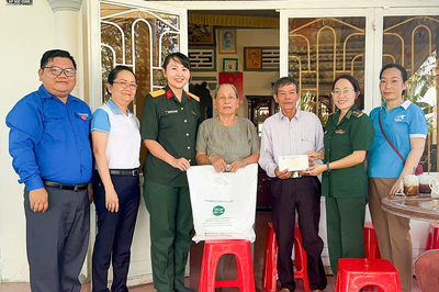 Phụ nữ LLVT tỉnh An Giang thăm, tặng quà gia đình chính sách