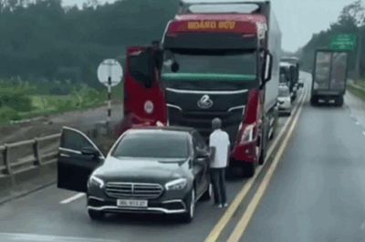 Tài xế xe Mercedes dừng giữa cao tốc Nội Bài - Lào Cai để 'phân bua' với xe chạy sau