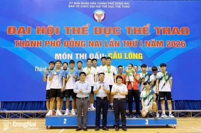 3 địa phương cùng đoạt 2 huy chương vàng giải cầu lông Đại hội Thể dục thể thao thành phố Đồng Nai lần I