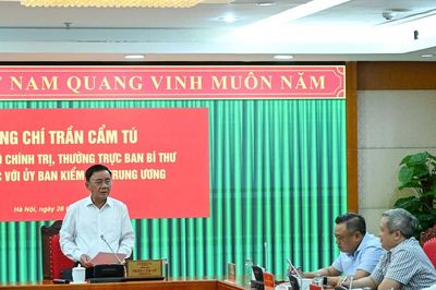 Thường trực Ban Bí thư Trần Cẩm Tú làm việc với Ủy ban Kiểm tra Trung ương