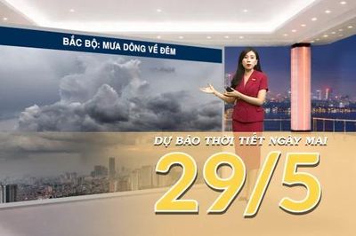 [Video] Dự báo thời tiết đêm nay và ngày mai ngày 29/5/2026: Bắc Bộ mưa dông rải rác, Trung Bộ thu hẹp nắng nóng
